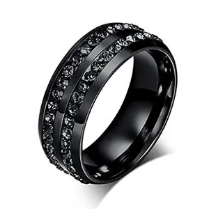 Layers Silver Titanium Ring Women's Fashion Love Jewelry Zirconia Ring Private Label Jewelry