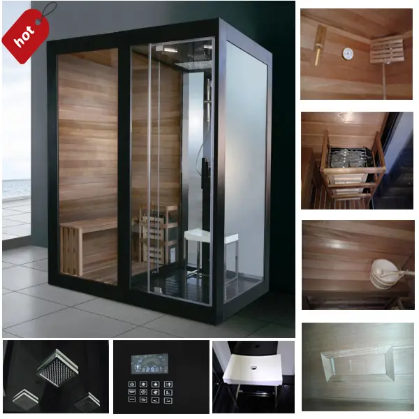 2018 new design steam and sauna combo simple shower wooden steam cabin box