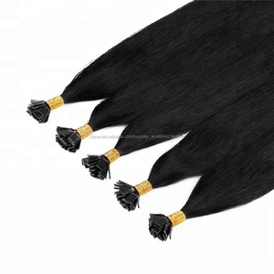 <span class=keywords><strong>Cabello</strong></span> humano <span class=keywords><strong>Natural</strong></span> #1 color ruso trama extensiones de <span class=keywords><strong>cabello</strong></span> de punta plana 8-32 "<span class=keywords><strong>en</strong></span> la acción - Product Image 4