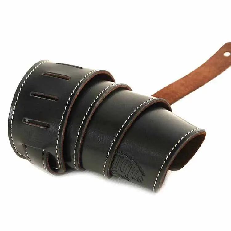 2015 handmade high quality genuine leather guitar straps black color