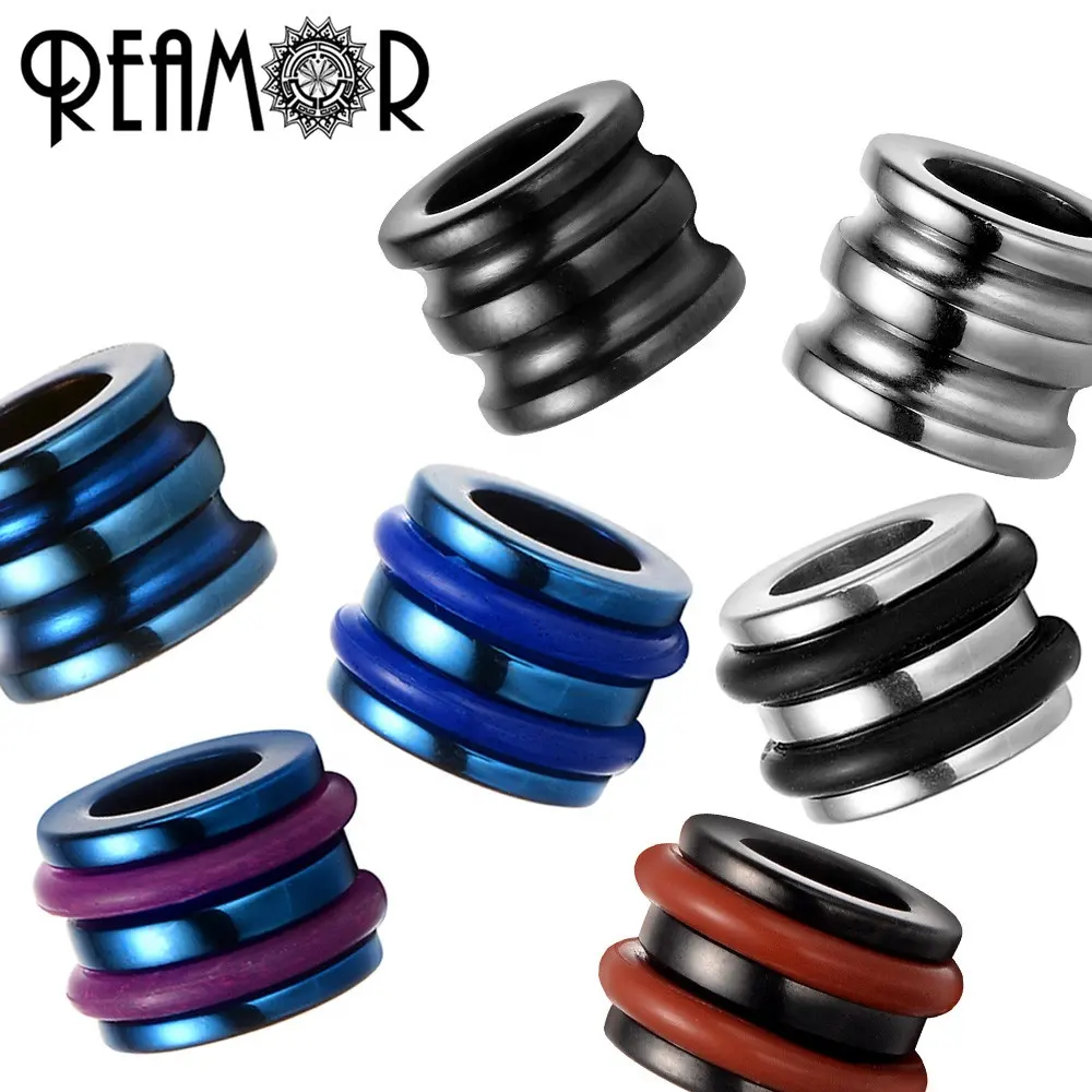 REAMOR Metal Beads 316l Stainless鋼6ミリメートルHole MultiリングRound Spacer Charm BeadsためBracelet Jewelry Making DIY Wholesale