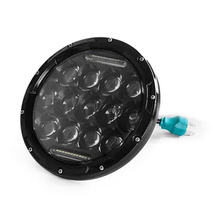 7 inch 7500lumen 75W led Round headlight high low beam led light with DRL for Jeep