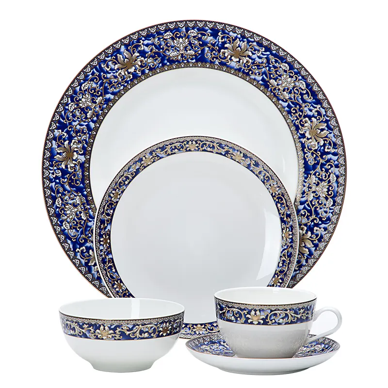 Custom Unieke Porselein/Porselein/Servies/Keramische Diner Set, Blauw Bone China Plaat!