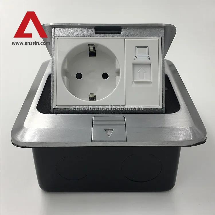 CE approved Ultra thin stainless steel German pop up type Electrical Floor Socket