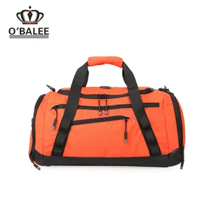 2017 new style large gym men orange waterproof ripstop duffel bag with cooler compartment