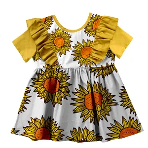 2018 kinder Rosa cartoon sunflower mädchen tragen frühling und sommer kleid design kleider