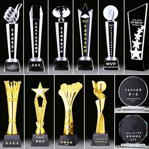 Free Design And Laser Logo Crystal Awards Trophies For Dubai Market Business Glass Trophy Crystal Gift