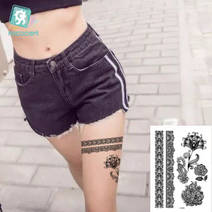 Nouvelle Mode Imperméable Femmes <span class=keywords><strong>Henné</strong></span> Jambes Décoration Noir Dentelle Corps <span class=keywords><strong>Faux</strong></span> <span class=keywords><strong>Tatouage</strong></span> Autocollant Scellé Sac ou Personnalisé Flash <span class=keywords><strong>Tatouage</strong></span> - Product Image 6