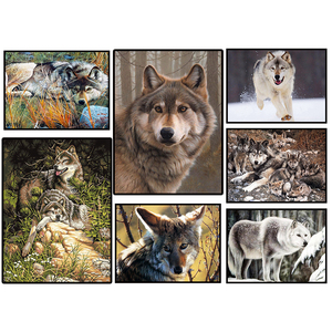 Decoración del hogar diseño del lobo 5d cartón números diamante pintura - Product Image 1