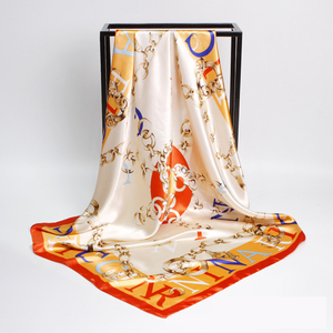 Écharpe en <span class=keywords><strong>soie</strong></span> pour femmes, motif tendance, grand <span class=keywords><strong>foulard</strong></span> carré en satin - Product Image 1