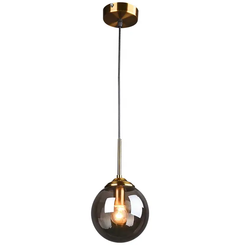 Lámpara colgante de diseño simple, luz LED negra, bola de cristal, para sala de estar