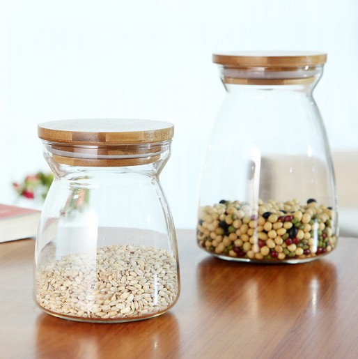Borosilicate Kitchen Storage Glass Jar Tea Nut Container With Lid Storage Food