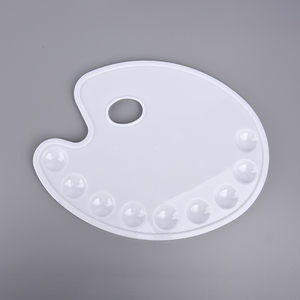 Populaire Blanc Couleur Ovale Forme 9 Trous En Plastique Aquarelle Peinture <span class=keywords><strong>Palette</strong></span> Pour <span class=keywords><strong>Peintre</strong></span> - Product Image 1