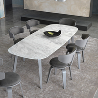 Modern Round Marble Dining Table Set, Italian Manufacturer