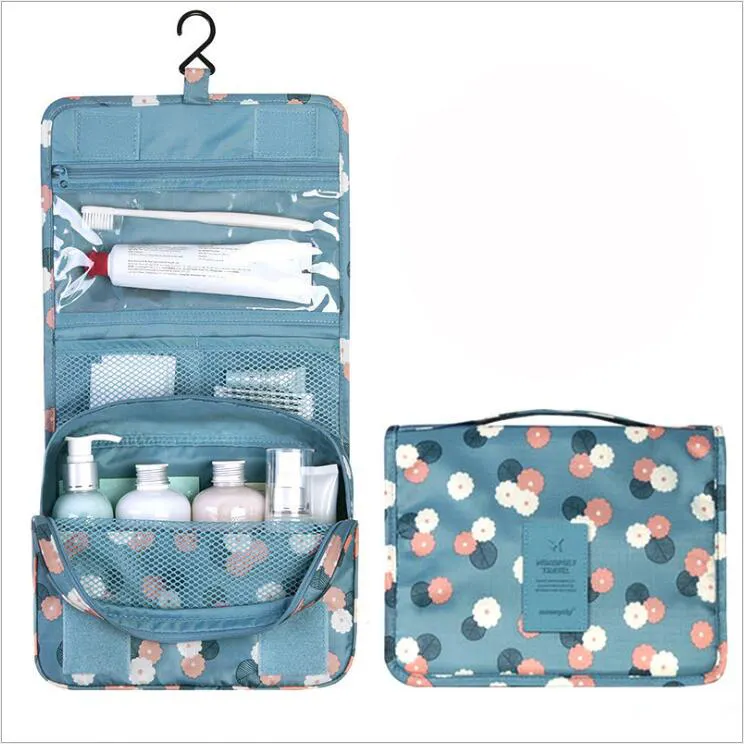 Su geçirmez kozmetik özel makyaj çantası seyahat çanta seti asılı kanca ile kadınlar için
