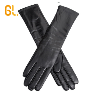 W5 Damen Damen <span class=keywords><strong>Sex</strong></span> Ellenbogen Lange Schwarze Schaffell Lammfell Winter Leder handschuhe für den Großhandel - Product Image 3