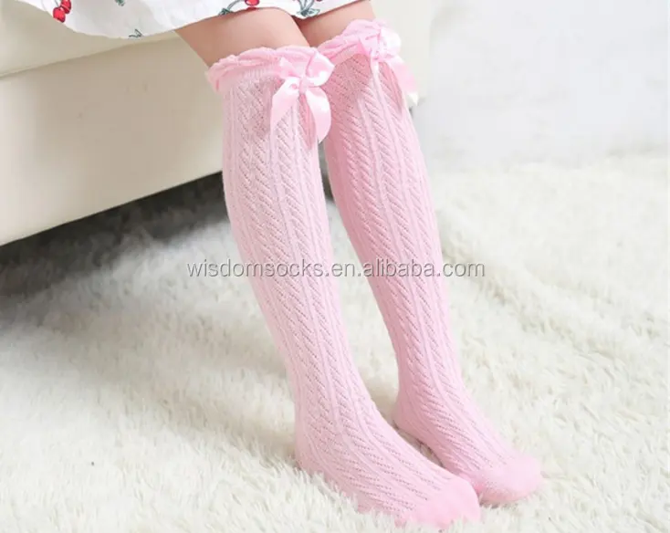 Heißer Verkauf schöne gemütliche schöne Baumwolle Phantasie rosa Bogen Mädchen Kinder Baby Knies trümpfe