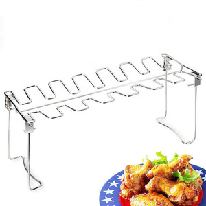 Hot Chicken Leg Wing Rack 14 Slots Stainless Steel Metal Roaster Stand with Drip BBQ <strong>Grill</strong> <strong>Tray</strong> for Smoker <strong>Grill</strong> or <strong>Oven</strong> - Product Image 3