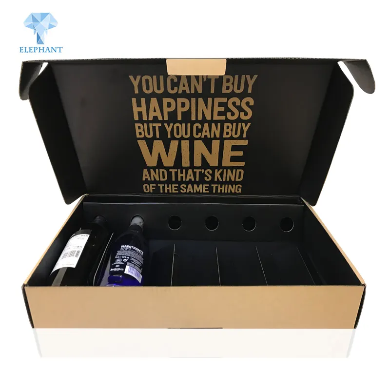 Oluklu karton delikli ambalaj 12 şişe su şarabı nakliye kutusu