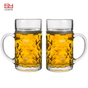 Verres en verre français, mug à bière de 1 litre, mug à bière Dimple avec poignées - Product Image 3