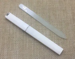Professional healthy material beauty salon white glass manicure nail art polishing files included white hard tube