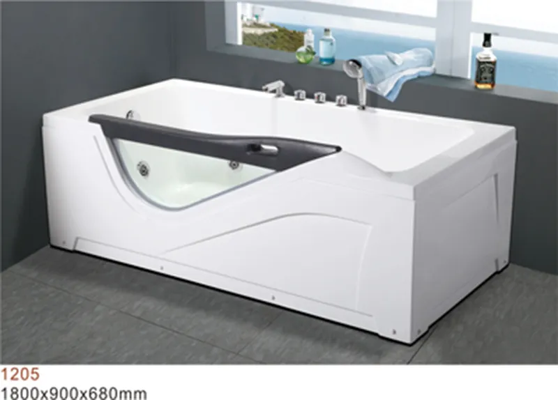 Rectangular whirlpool jacuzzy massage bathtubs with colorful LED light