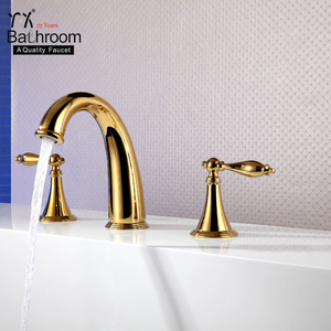 YX baño montado cubierta de oro 5 agujeros baño bañera grifo - Product Image 2