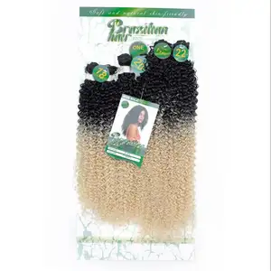 high temperature flame retardant 613 blond ombre color synthetic hair weave 6 pieces with free lace closure in one pack
