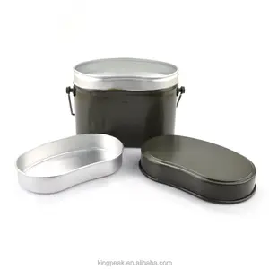 Penjualan Laris Kit Berantakan Aluminium 3 Buah Panci Kemah dan Timah Peralatan Masak Portabel Backpacking Kotak Makan Siang Sandwich Bento Piknik