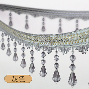 HAND-ทอผ้าม่านคริสตัลคริสตัลลูกปัดลูกไม้ผ้าผ้าม่าน Tassel Fringe Trim
