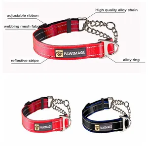 2024 New Design Nylon Webbing And Custom Metal Chain Led Pet Dog Collar