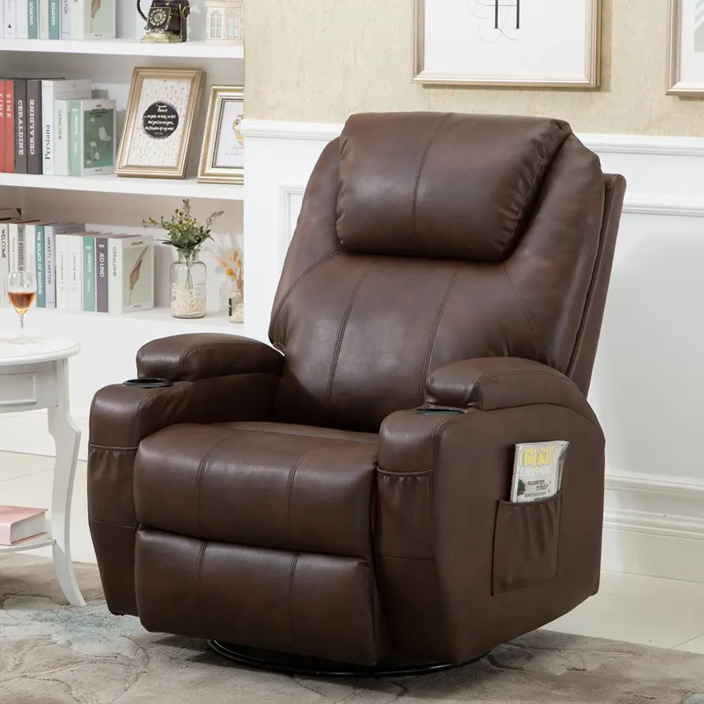 Swivel und Rocker Rotierenden Overstuffed Air leder Einzelnen Gemütliche funktionale motion sofa liege stuhl
