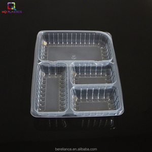 Bandeja de Plástico Desechable de Grado Alimenticio con Cuatro Compartimentos para Envasado de Alimentos, Lonchera de Plástico para Catering, Fiestas y Comida para Llevar - Product Image 5