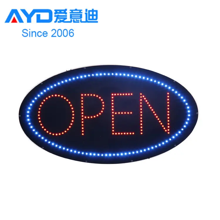 Aliexpress באיכות גבוהה נייד אקריליק תליית LED פתוח אור לוח סימן פרסום עסקים חנות חנות