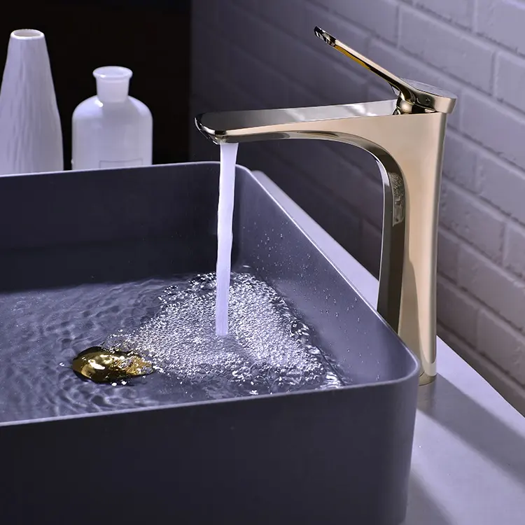 Kaiping Factory Wholesale Single Hole Basin Faucet Brass Gold Faucet High Quality Custom Bathroom Sink Mixer Faucets