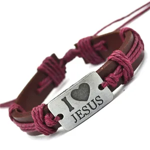 Mode Christian Accessoire Jésus Bracelet En Cuir Tressé