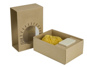 Sapone per il corpo scatola di imballaggio Giappone pulizia del viso konjac spugna scatola di imballaggio Marrone kraft manica diapositiva scatola di carta del cassetto - Product Image 1
