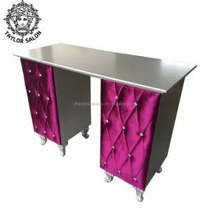 Mesa para salão de beleza de unhas, mesa para salão de beleza com cristal para unhas