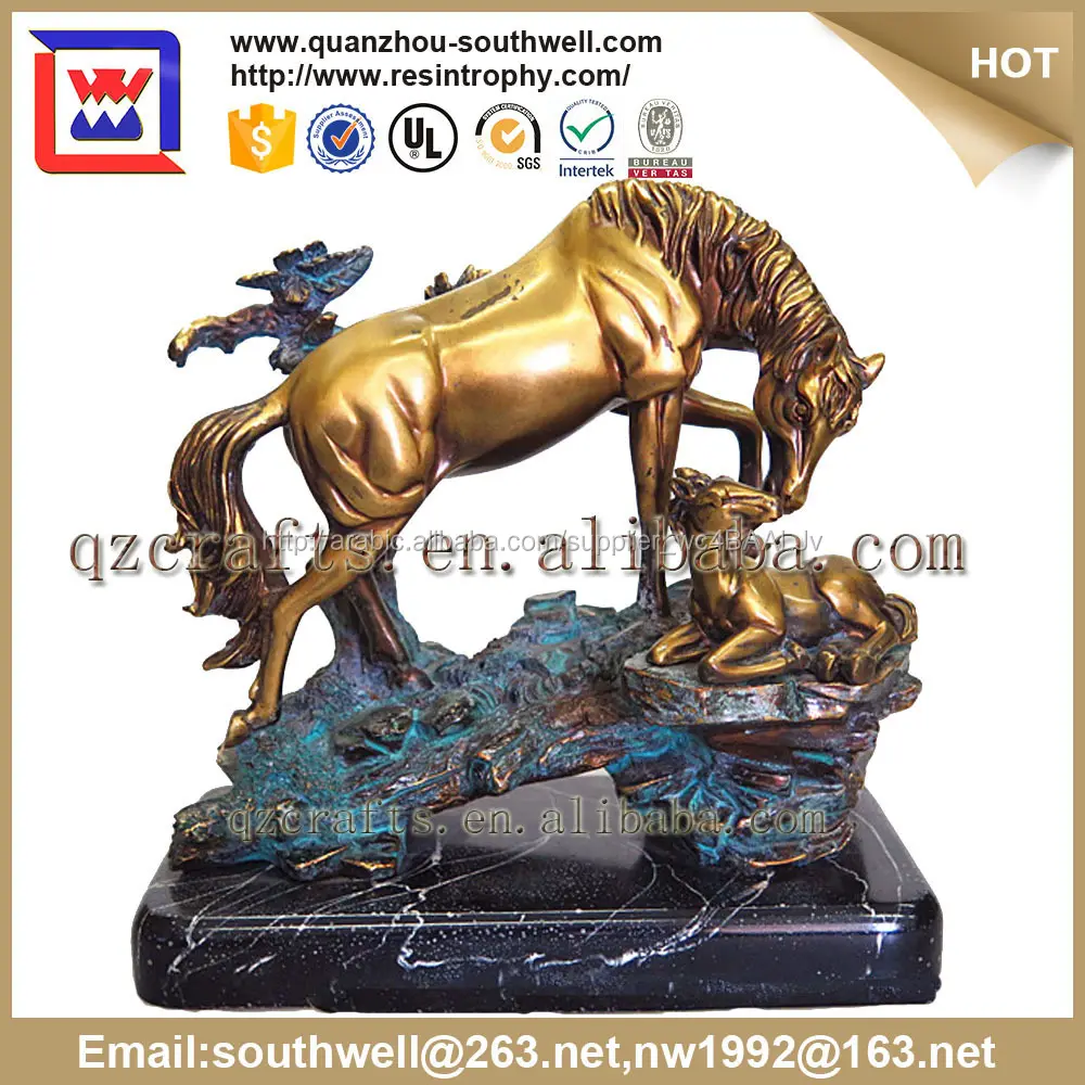 الزخرفية ذهبية صغيرة ديكور داخلي الحصان التماثيل الراتنج الراتنج تمثال الحصان الحصان التماثيل الراتنج، للبيع