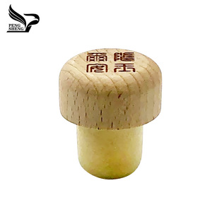 Bán buôn tùy chỉnh khắc logo bằng gỗ chai Stopper Polymer cao hình chữ T đẩy kéo cap cho đóng gói sản phẩm Trung Quốc - Product Image 2