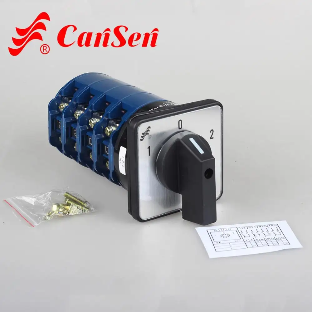 Cansen Switch LW26-125 1-0-2 4 Tiang Rotary Cam Changeover Switch Kontrol Motor Listrik Mesin Las Mesin Uji Switch