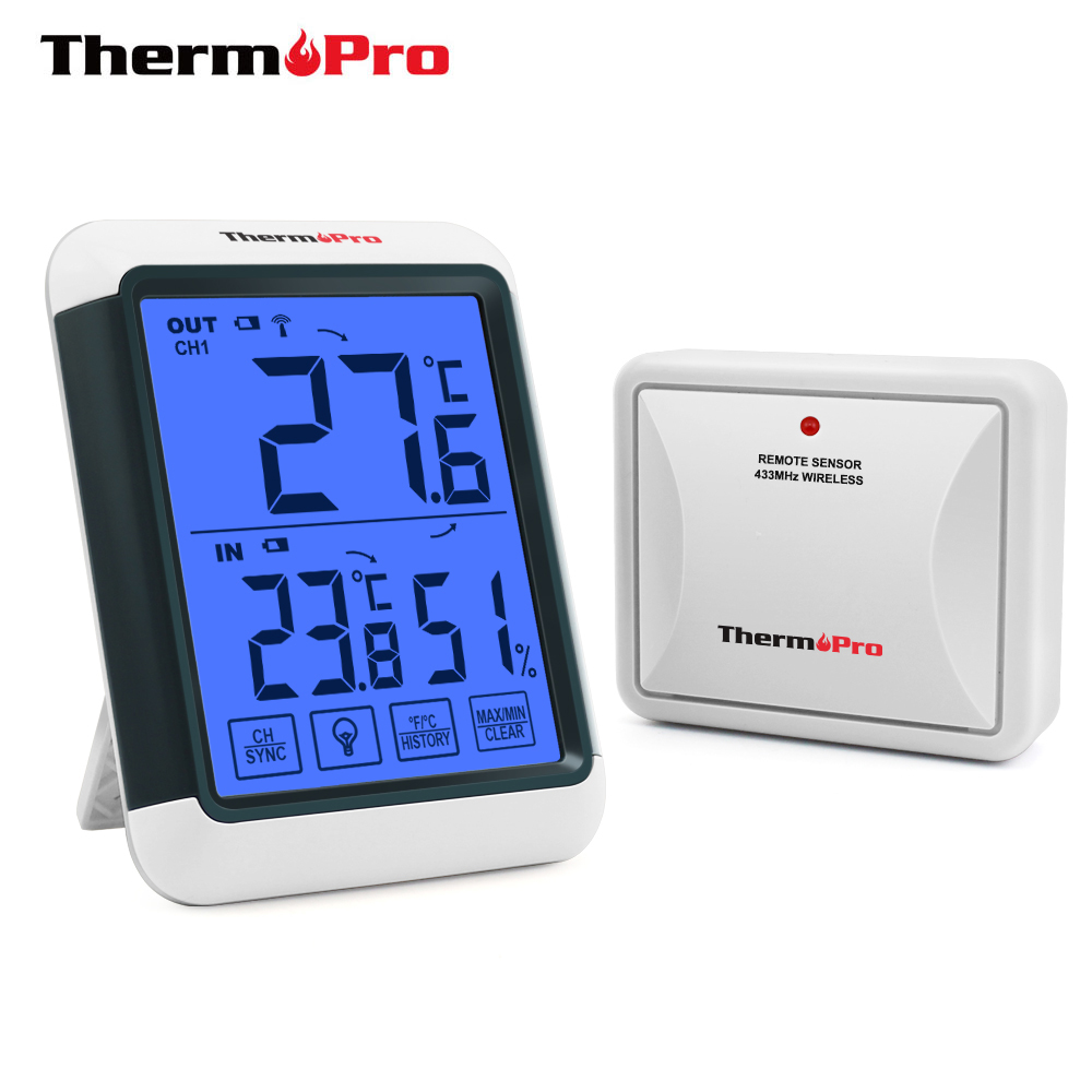 Цифровой беспроводной гигрометр ThermoPro TP65S, комнатный и Уличный Термометр с монитором влажности и температуры с подсветкой