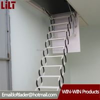 Escalier duplex intérieur au design moderne, échelles pliantes en acier pour grenier, main courante rétractable, escaliers rétractables pour matériaux de construction