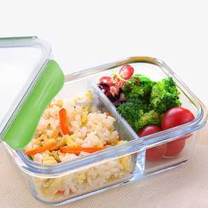 2-Compartment Glass Food Container with <strong>Snap</strong> Storage Jar for <strong>Kitchen</strong> Microwavable Use - Product Image 4