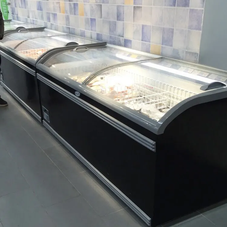 Airaht — congélateur île incurvée, équipement de réfrigération pour supermarché, vente en gros