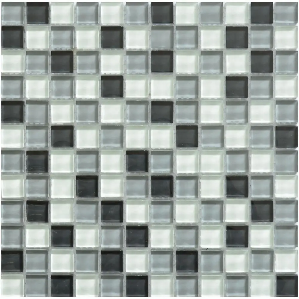 8mm goedkope grijs wit en zwart kristal glas mozaïek tegels voor badkamer muur