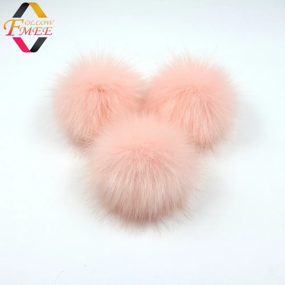 Faux fur 10 cm Faux Fox Fur Hair Ball Fluffy Pompom Ball with Rubber Band for Detachable Knit Hats Clothing Accessories
