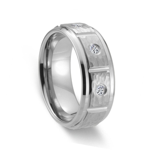Anillo de Tungsteno Castillo de Stirling 2025: 8mm con Incrustaciones de Acero y Circonita Negra, Anillo de Matrimonio - Product Image 3