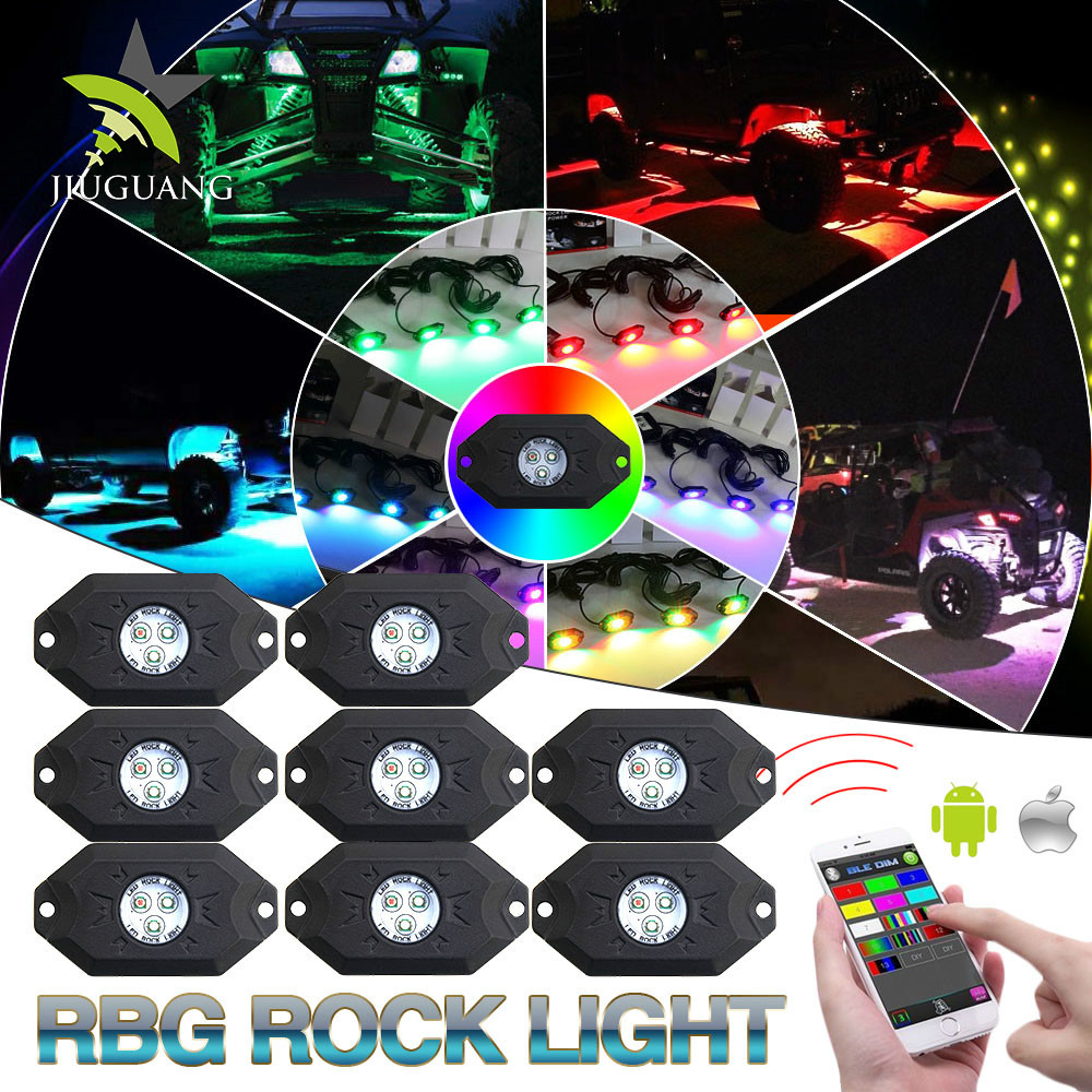 8 Vainas RGB Luces Led Off Road Led RGB Luz Roca para Camiones 4x4