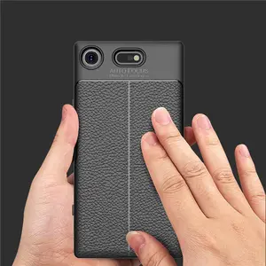 Litchi Leather Tpu Cell Phone Mobile Back Cover Case For Sony Xperia Xz1 Compact
